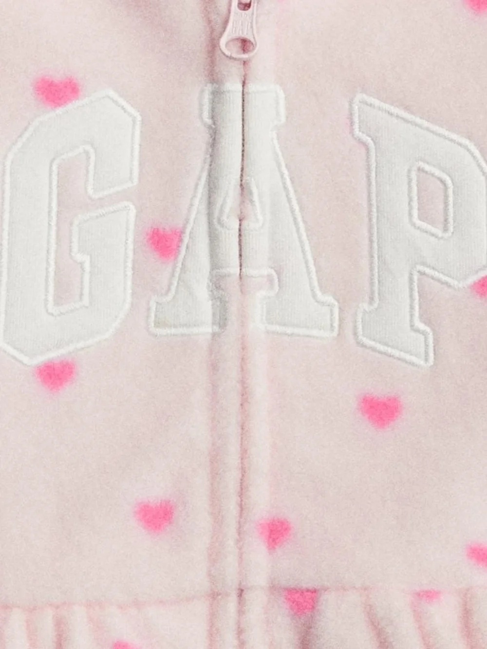 BABY GAP LOGO FLEECE Pink Hearts Hooded Peplum Zip Hoodie